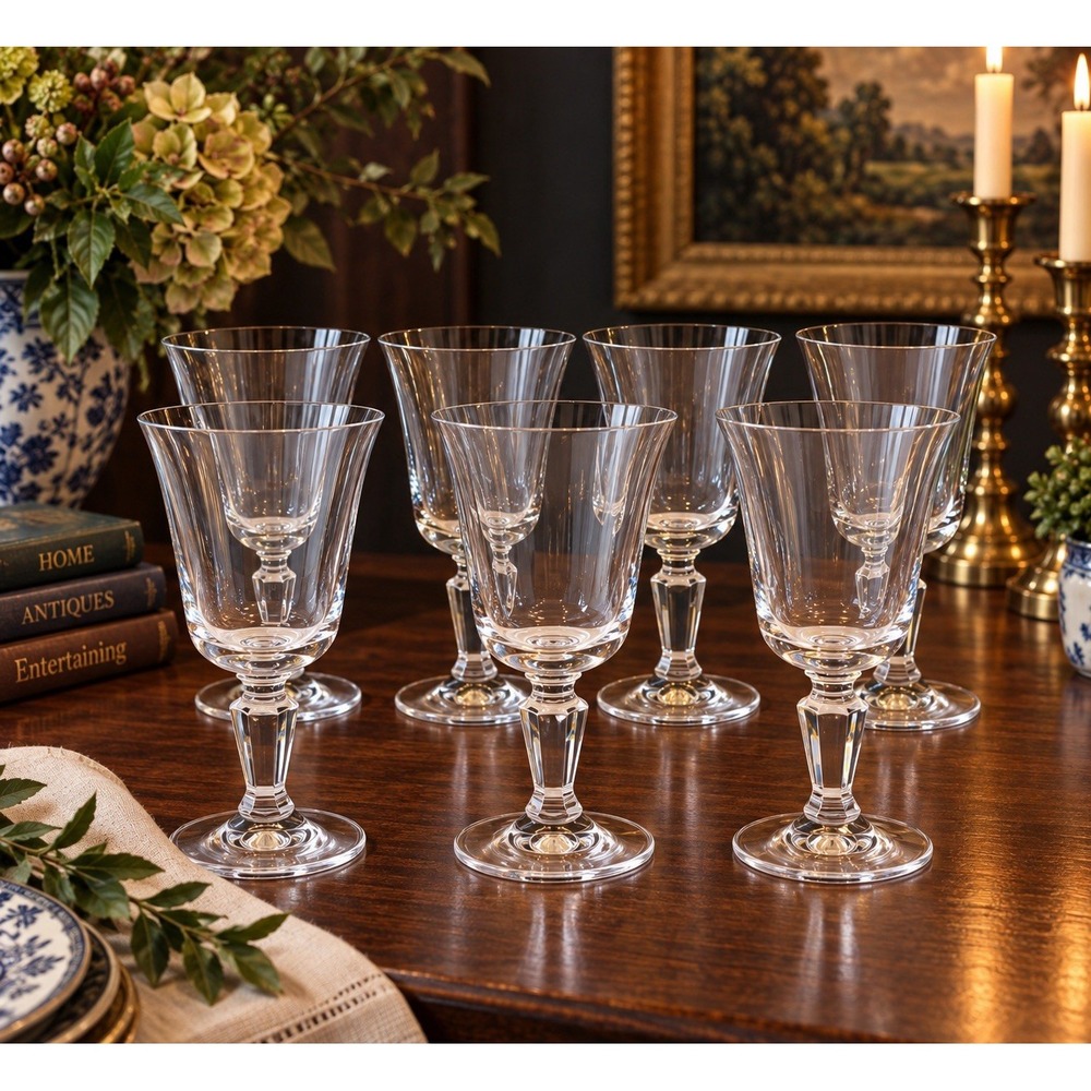 Miller Rogaska Alfresco Clear Water Goblets Set of 7 Crystal 7 3/8”